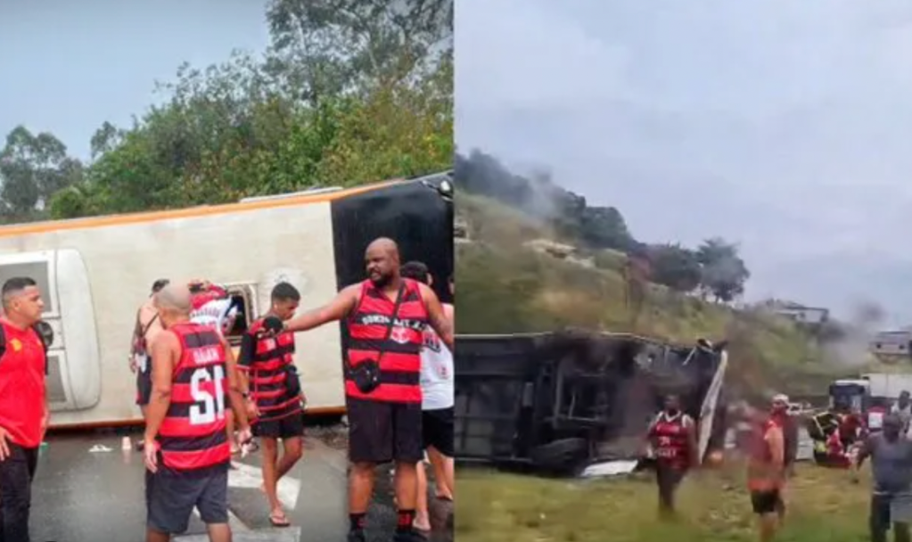 Volcó un micro con hinchas de Flamengo que viajaban a Buenos Aires para el partido contra&nbsp;Racing